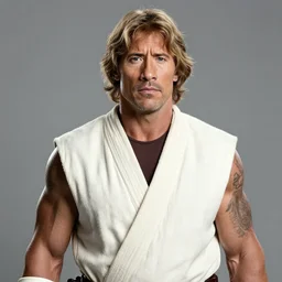 Dwayne The Rock Johnson as luke skywalker, portrait photo, promotional material, HD