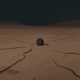 the idea well is dry, concept art, matte painting, flat colors, sad, dark.