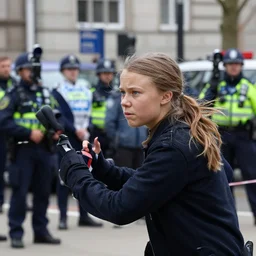 greta thunberg instigating a fight in front of the police