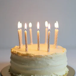A birthday cake with toothbrushes instead of candles