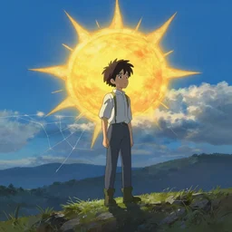 the boy who caught the sun in his web by Makoto shinkai, digital concept art, trending on artstation