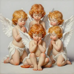 intricate five angel twinky, oil on canvas, hdr, high detail, photo realistic, hyperrealism, matte finish, high contrast, 3 d depth, centered, masterpiece, vivid and vibrant colors, enhanced light effect, enhanced eye detail, artstationhd