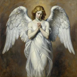 highly detailed expressionist oil painting of an angel by peter mohrbacher