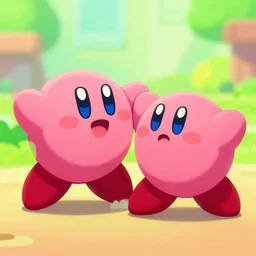 duolingo fighting with kirby, digital art,