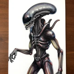 Nicolas cage xenomorph, cartoon drawing