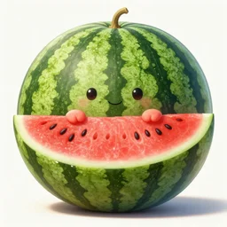 an giant watermelon, cute pose, highly detailed, digital painting, artstation, concept art, smooth, sharp focus, illustration, art by artgerm and greg rutkowski and alphonse mucha