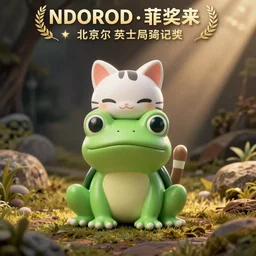 nendoroid of cat as a frog, product photo