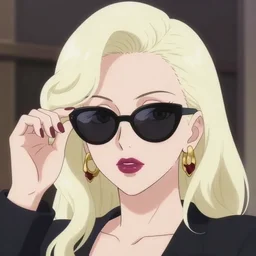 woman anime wearing sunglasses like lady gaga