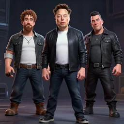 Elon musk standing with Giga chad , digital art , trending on artstation , Hyperdetailed , CGSociety