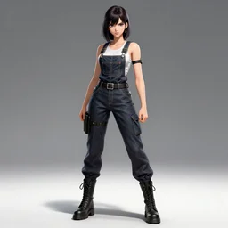 full body pose, hd, manga anime portrait of a beautiful woman in combat boots and overalls, in frank miller style detailed trending award winning on flickr artstation,