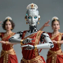 a stunning ultra detailed fantasy fine art portrait photo of a robot from ex machina movie dressed as an indian classical dancer, by artgerm, jessica rossier and anna dittman, 2 4 mm lens, golden ratio composition, deep depth of field, perfect eyes and face, cyberpunk, soft lighting, artstation, 8 k