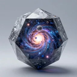 crystalline decahedron containing the universe within, realistic, trending on artstation, concept art