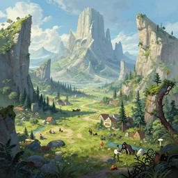 a highly detailed leonid afremov and marc simonetti illustration of a fantasy landscape. hq