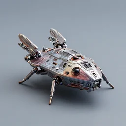 a small c 4 d rendered the whole body of a spaceship toy, popular colour, realistic, exquisite detail, metallic, solid color background, from 2 0 5 0, central composition, cinematic light, sci fi, global illumination, matte painting, high detailed, unreal engine, octane render, 4 k, hd, high quality, bionics, like an insect