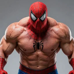 spiderman as heavy wrestler, muscle , muscle extremely detailed, fantastic details full face, mouth, trending on artstation, pixiv, cgsociety, hyperdetailed Unreal Engine 4k 8k ultra HD,  WLOP
