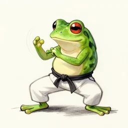 A sketch of a frog practicing Kung-Fu.