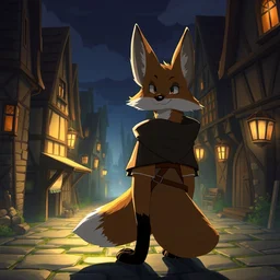a medieval anthropomorphic fox in a town, trending on furaffinity, trending on artstation, digital art, backlighting, by kawacy, dramatic lighting, cartoon