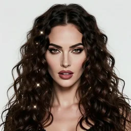 portrait of megan fox as a vampire, curly hair, intricate, elegant, glowing lights, highly detailed, digital painting, artstation, concept art, smooth, sharp focus, illustration, art by wlop, mars ravelo and greg rutkowski