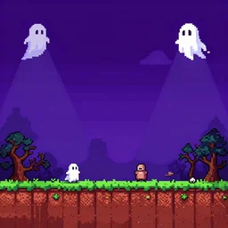 ghost spooky landscape platformer game sprite SNES pixel digital art landscape, deviantart