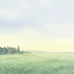 landscape by shomei yoh, 葉 祥 明, gentle gradients, watercolour and pen