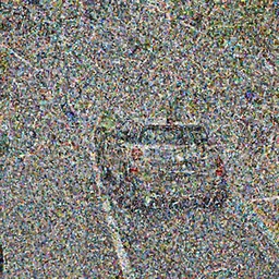 a mini cooper driving away from a glitchy mess, digital art
