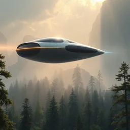 futuristic levitating luxury personal spaceship hovering above rover designed by apple flying over the forest art by greg rutkowski and paul ozzimo, epic fantasy scifi volumetric light detailed raytracing unreal engine digital art matte painting trending on artstation deviantart octane render,