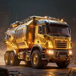 a extreme huge silkpunk combat truck, luminescent, rule of thirds, golden ratio, ambient lighting, syd mead, greg rutkowski, wlop, artgerm, artstation, highly detailed masterpiece