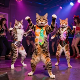Cats dancing at a rave