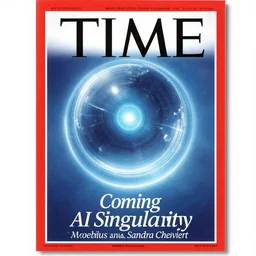 TIME magazine cover, the coming AI singularity, by Moebius and Sandra Chevrier, 4k
