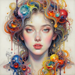 an intricate oil painting of a beautifull woman portrait surounded by hiper detailed inkdrop in water, melting colorfull wax, fluid acrilic art, colorfull, excelent composition, by yoshitaka amano, by greg rutkowski, by alphonse mucha, by jeremyg lipkinng, by rhads, by ross tran, by artgerm on the art