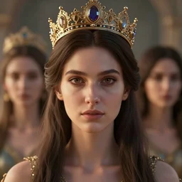 blurred background. close-up portrait of a goddess in crown, by Artem Chebokha by Anka Zhuravleva and Alena Aenami, Atey Ghailan, octane render, unreal engine, cinematic counter light, high detail, octane render, 4k