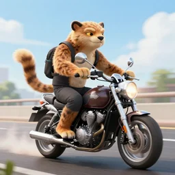 chester cheetah riding a moped in china