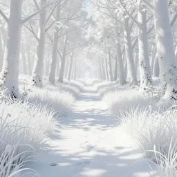 a hq beautiful digital matte painting detailed forest light grassy path with stunning white birch trees in the summer sunshine, james gurney, constrast 8 k resolution trending on artstation