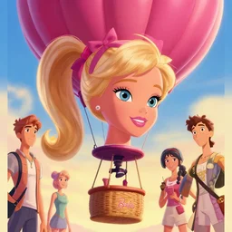 barbie's head as a hot air balloon, animation pixar style, shaded lighting poster by magali villeneuve, artgerm, jeremy lipkin and michael garmash, rob rey and kentaro miura style, trending on art station