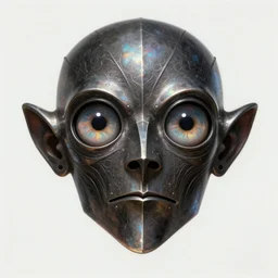 anthropomorphic edgyknight head in iridescent darkyiron mr bean giant pupils, intricate, elegant, highly detailed face, wide angle, digital painting, artstation, concept art, sharp focus, illustration, art by artgerm, bob eggleton, stephen hickman, richard corben, wayne barlowe, greg rutkowski, alphonse mucha, 8 k