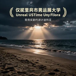 on the beach by the sea, at night, unreal engine rendering