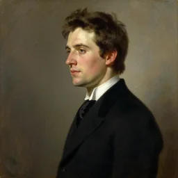 official side portrait of united states president ashton kutcher, in a black suit, 1 7 8 8, a character portrait by cassius marcellus coolidge, reddit contest winner, american romanticism, oil on canvas, detailed painting, creative commons attribution