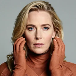 portrait of seamless hybrid of emila clarke's head and clayface's upper body, perfect hands, blue eyes, david hamilton photography