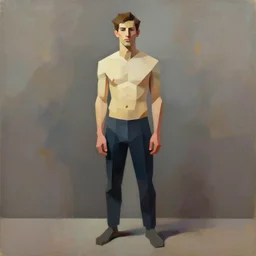 male character full body stylized portrait low poly oil painting expressive brushstrokes by james gilleard