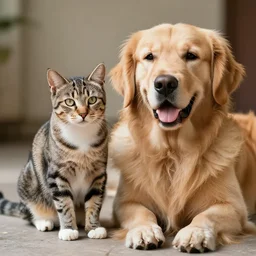 tabby cat mixed with golden retriever dog