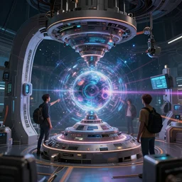 a machine that let’s people travel between alternative multiverses