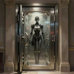 an impenetrable vault door, elegant digital illustration by greg rutkowski, cyberpunk, android netrunner
