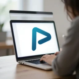 logo of a programmer sitting in front of laptop