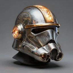 steam punk star wars helmet, star wars, beautiful glowing lights, sci - fi, stunning, intricate, elegant. highly detailed, digital painting. artstation. smooth. sharp focus. illustration. art by artgerm and greg rutkowski and alphonse mucha