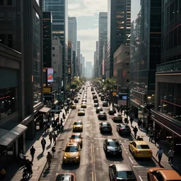 cinematography of a busy cyberpunk city street by Emmanuel Lubezki