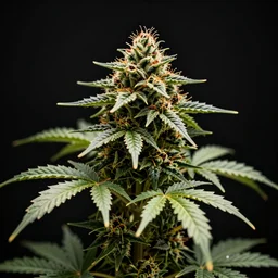 a super lemon haze cannabis in pot, under dramatic light, photorealistic