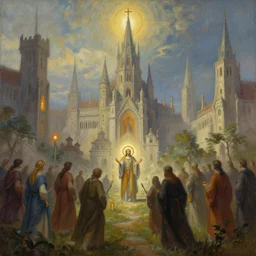the holy nation, fantasy city closeup art by jacek malczewski