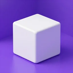 3 d render of a white cube in a purple room