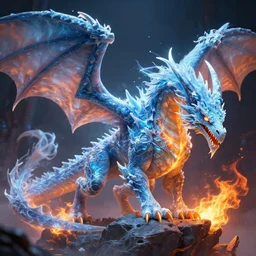 a fantasy fire and ice dragon, blizzard concept artists, magic the gathering, detailed, trending on artstation, deviantart, 8k, vibrant, high res