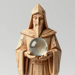 geometric wood wizard statue constructed out of wood, holding crystal ball, architecture, made out of wood, high details, lineart, by vincent di fate, inking, black and white screen print, clean bold strokes, trending on artstation, sharp, high contrast, hyper - detailed, photo realism, hd, 4 k, 8 k